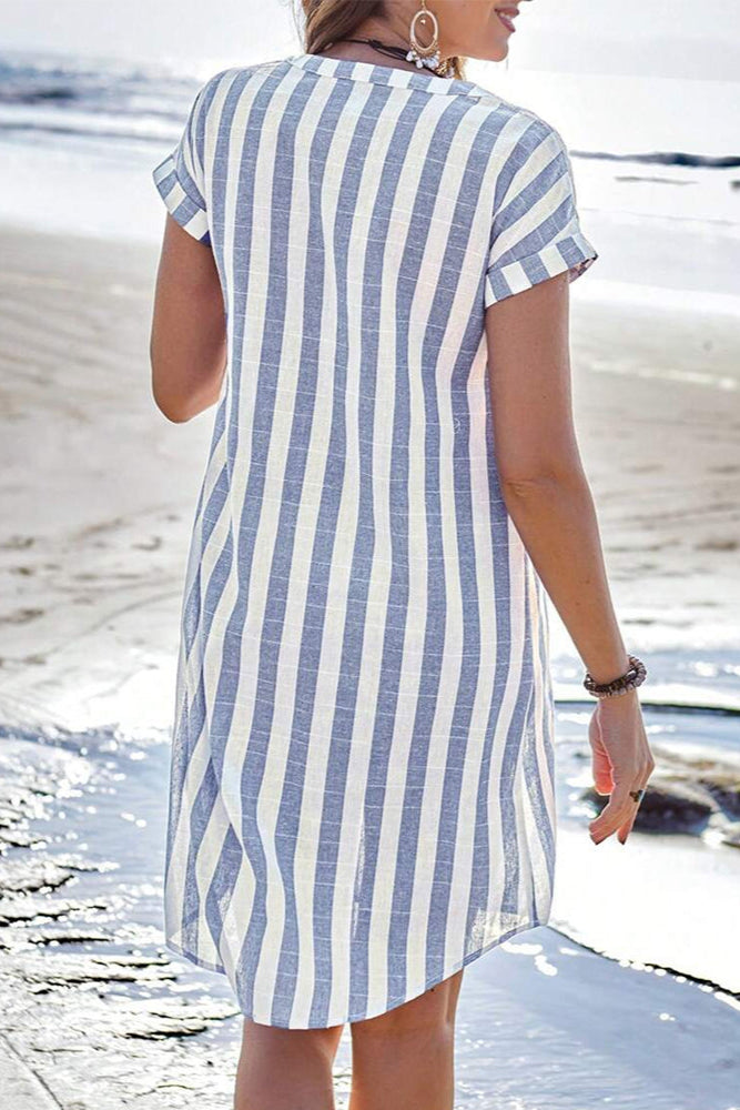 Martine™ | Elegante gestreepte overhemdjurk